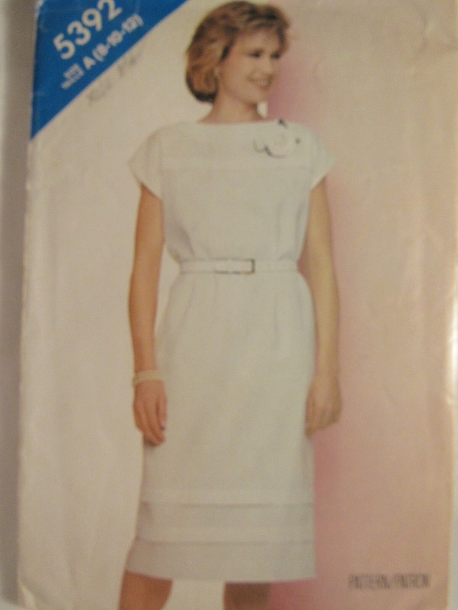 Lovely VTG 80s BUTTERICK 5392 Misses Loose Straight Dress PATTERN 8-10-12 |  eBay