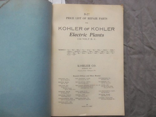 1926-1927 KOHLER OF KOHLER ELECTRIC PLANTS CATALOGS - LOT OF 3 - K 253 - Picture 17 of 24