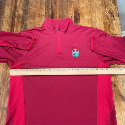Cutter & Buck Sweater Mens Medium Red Striped Pullover 1/4 Zip World Golf HOF - Picture 10 of 15
