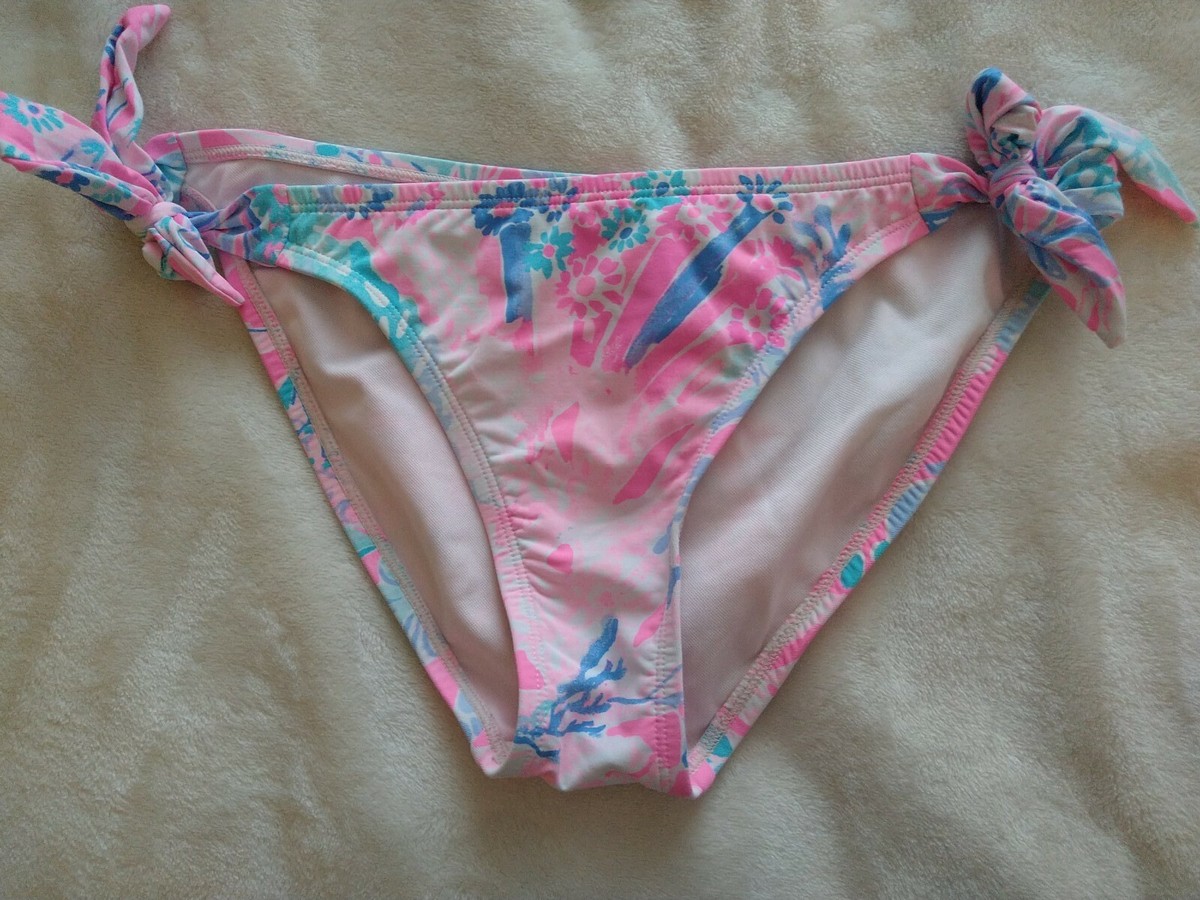 Lilly Pulitzer Guava Salsa Bandeau Ruffle Bikini Light Pascha Aquadesiac XS 2 4