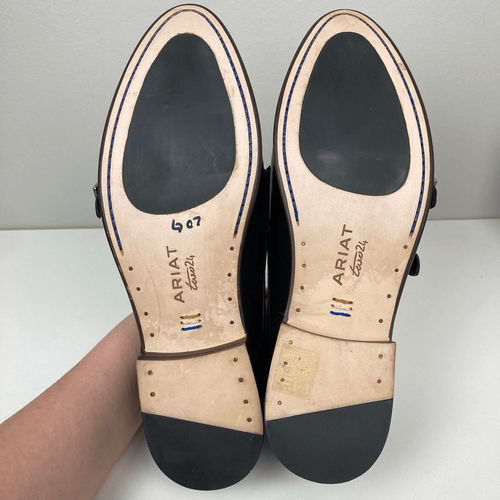 Ariat Two24 Leona Double Monk Strap Fringe Oxford Loafers Black Leather sz 8 B - Picture 6 of 7