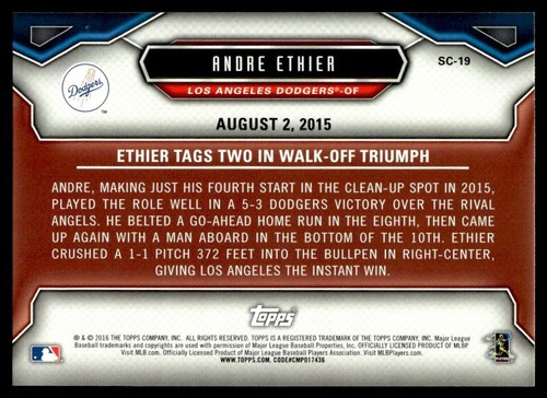 2016 Topps Opening Day Superstar Celebrations Andre Ethier Los Angeles Dodgers - Picture 2 of 2