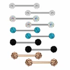 1Pair CZ Nipple Bar Ring Stainless Steel Nipple Rings Body Piercing Jewelry