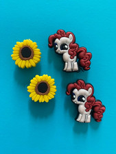4 Shoe Charm Sun Flower Horse Button Plug Pin Accessories Compatible W/Croc