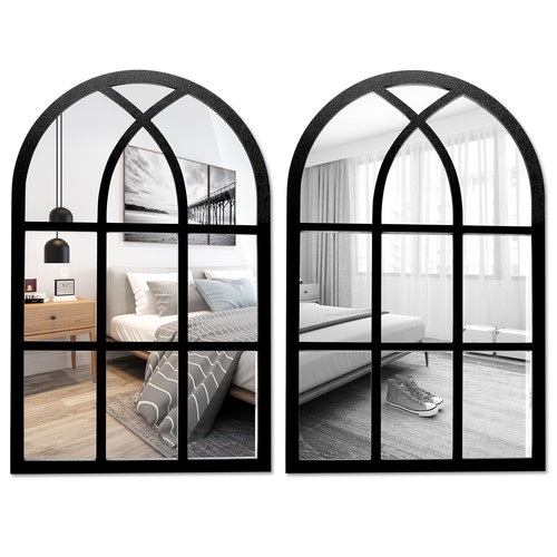 2Pcs Window Wall Mirror for Wall Decor Vintage Rustic Arched Wall Mirror PLP - Picture 9 of 14