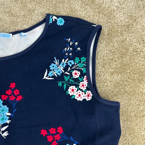 Draper James womens Dress M Sleeveless Blue White Floral Fit n Flare - Picture 5 of 23