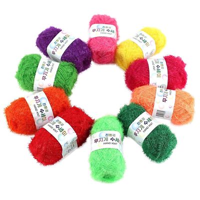 Rainbow Crochet Scrubby Yarn 10 Skeins Assorted Colors 100% Polyester