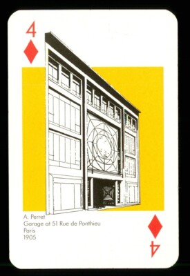 1 x Spielkarte Architekt Auguste Perret 1905 - 4 of Diamonds S78
