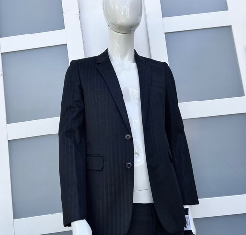 Great Saint Laurent AW15 Hedi Slimane Skinny Fit Pinstripe Waxed Wool Blazer - Picture 12 of 20