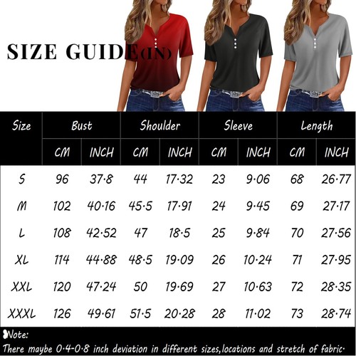 Women's T Shirt Tee Print Button Short Sleeve Daily Weekend Fashion Basic V- - Picture 33 of 45