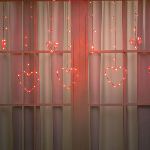 Valentines Day Decor Lights,138 LED 12-Heart-Shaped String Lights Waterproof,8 M - Picture 5 of 12