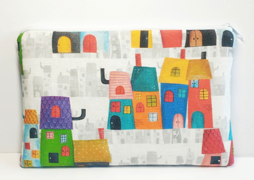 Mäppchen f Reiseapotheke Kosmetiktasche Clutch Etui  Geldbeutel Häuser 🏠 - Bild 3 von 3