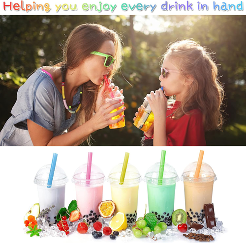 8 Stück Bubble Tea Strohhalme, Bunte Wiederverwendbar Mit 2 Reinigungsbürsten Sp - Bild 5 von 12