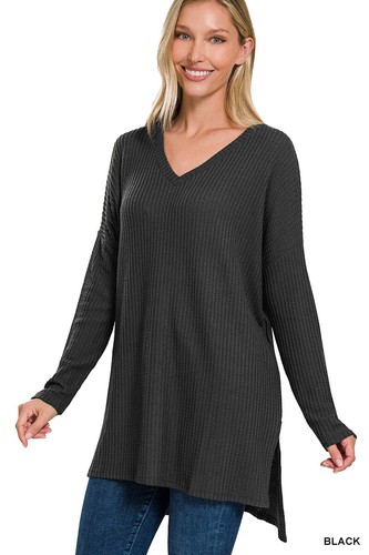 Women's V Neck Soft Brushed Thermal Waffle Sweater Warm Top S-XL Plus 1X 2X 3X - Picture 6 of 50