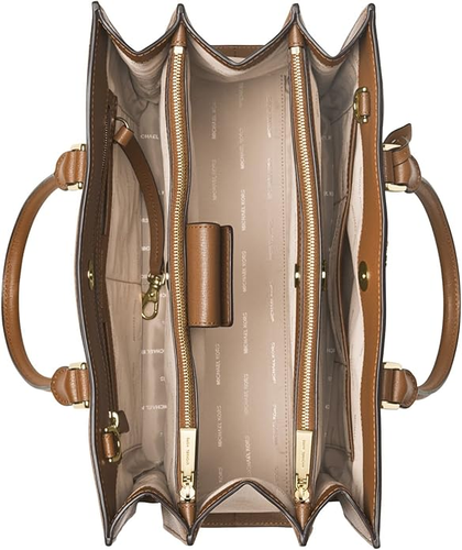 $298 Michael Kors Womens Sutton Gusset Satchel, Acorn - Picture 3 of 3