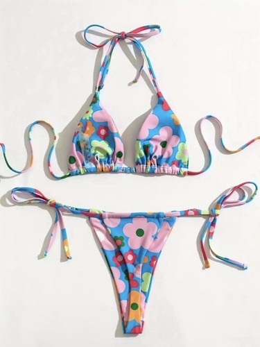 FLORAL THONG BIKINI SET - Picture 2 of 4