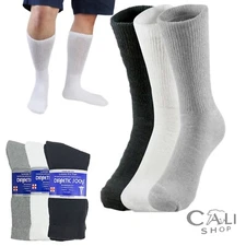 12 Pairs Men Diabetic Crew Socks Health Circulatory Cotton Size 9-11 10-13 13-15