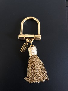 Coach gold tone Tassel Bag Charm Key Chain Fob Signature c new | eBay