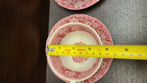 6x person dinner salad plate & coffee cup set Alfred Meakin Homeland red & white - Picture 4 of 9