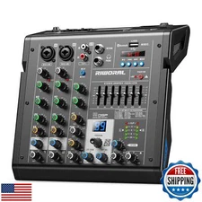 4 Channel Audio Interface DJ Mixer with 99 DSP Reverb Delay Effect USB Audio 