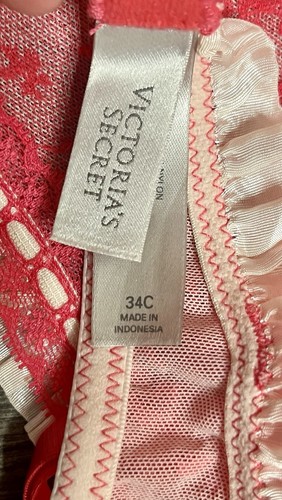 Vintage Victoria’s Secret Lace Maid Apron Bra Costume Lingerie 34C Y2K Red/Pink - Picture 8 of 11