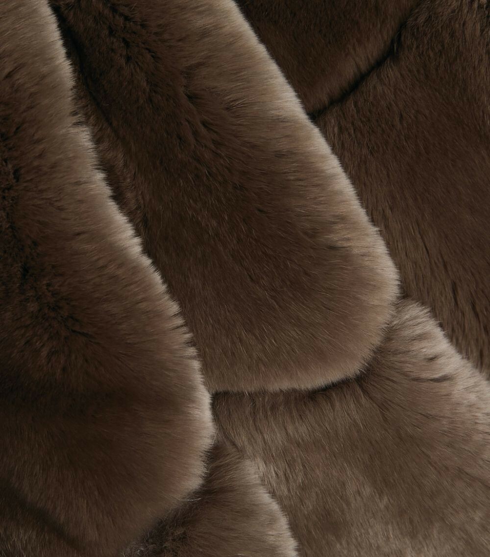 Reversible down jacket with ribbed rex rabbit fur - black