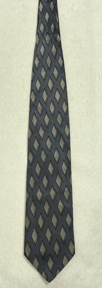 Corbata Antonio Ricci Gris Azul Dimond Arte Geométrico 100% Seda Hecha en Italia Foto 2 de 4