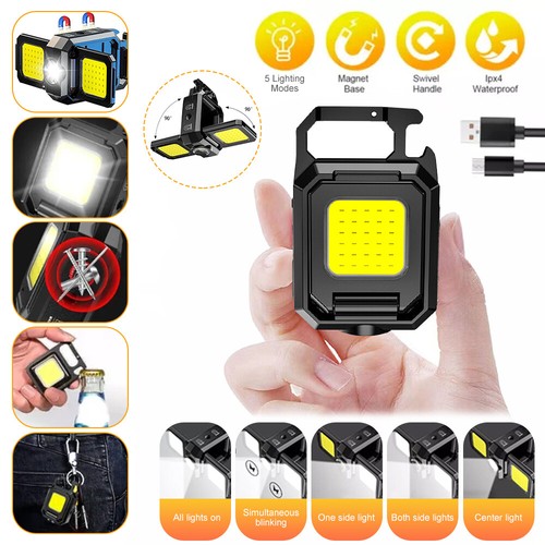 Super Bright LED COB Work Flashlight Rechargeable Work Light w/ Hook 800LM