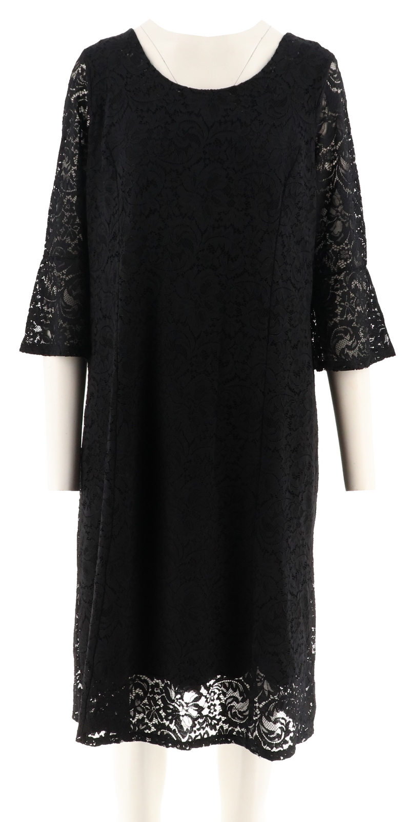 Dennis Basso Stretch Spitze Fit-Und-Flare Kleid Schwarz 24W Neu A299648 Dennis Basso Stretch Spitze Fit-Und-Flare Kleid Schwarz 24W Neu A299648