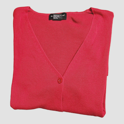 Requirements Red Button-up V-Neck Cardigan Sweater XLarge 100% Cotton Mid Length - Picture 8 of 9