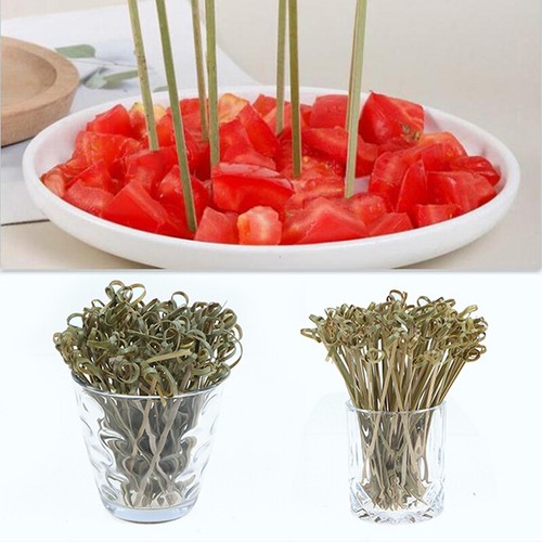 100pcs Bamboo Knot Skewers Cocktail Picks for Cocktail Party Snacks SandwichesQF - Picture 4 of 10
