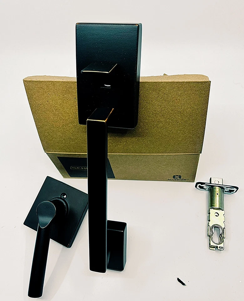 Набор ручек передней двери Schlage FE285 состаренная бронза современный стиль новая открытая коробка  - Изображение 3 из 4