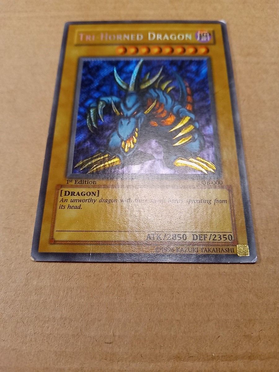 Tri-Horned Dragon LOB-000 1st ed Secret Rare Yugioh MP Wavy North