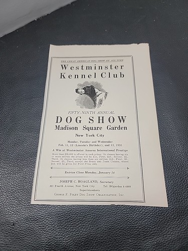 Westminster Kennel Club 1935 anuncio de exposición canina/59º Madison Square Garden anual/0225 - Imagen 11 de 11