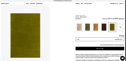 New Nordic Knots Hand Crafted Milano Green Rug - 9x12 - Picture 2 of 2
