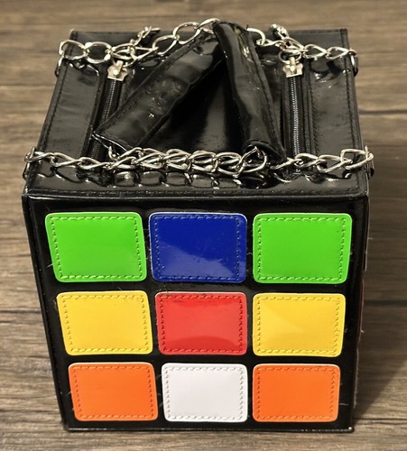 Vintage einzigartige 80er Stil Rubix Rubics Spielwürfel Neuheit Handtasche mit Kettengriff - Bild 3 von 10