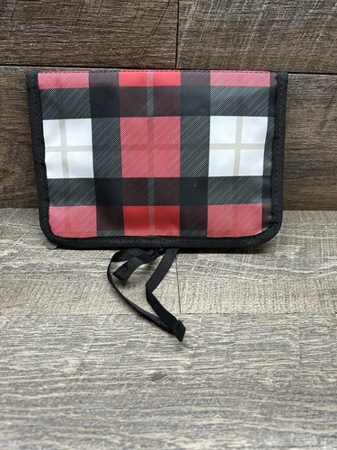 Thirty One Shine On Jewelry Keeper Makeup Organizer Red Plaid “C” Embroidery - Picture 3 of 8