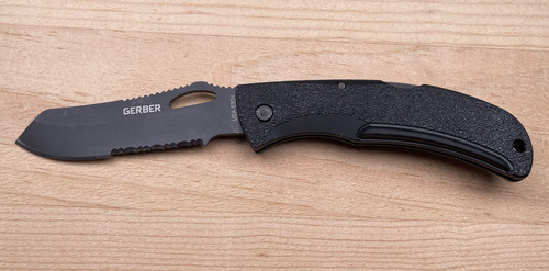 Gerber E-Z Out DPSF S30V Black Partial Serrated Blade Folding Pocket Knife