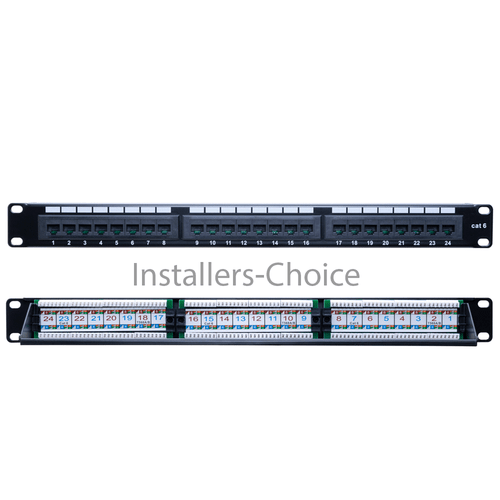 24 port Cat6 UTP Patch Panel RJ45 110 Type 1U Lan Network - Picture 1 of 4