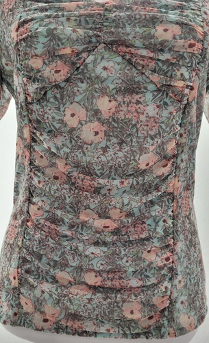 Takara geblümte Puffärmel Bluse Boho Kurzarm Shirt Damen Größe M - Bild 5 von 13