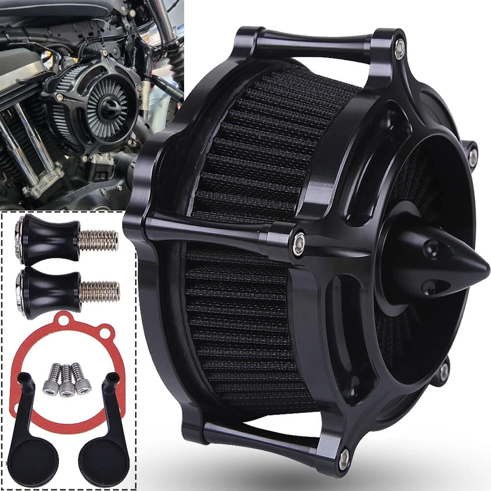 Filtro de admisión de filtro de aire de turbina negro para Harley Sportster Iron 883 1200 48 72 Foto 4 de 4