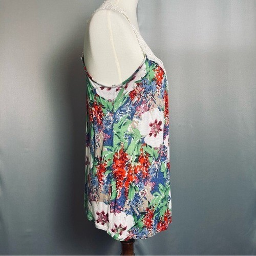 Canotta Forever 21 verde rosso bianco blu uncinetto floreale racerback donna grande - Foto 3 di 10