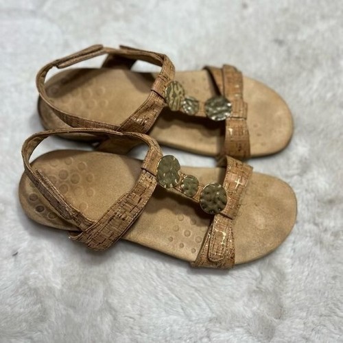 Vionic Orthofeet Ferragamo cork T strap medallion sandal womens size 10 - Picture 5 of 6