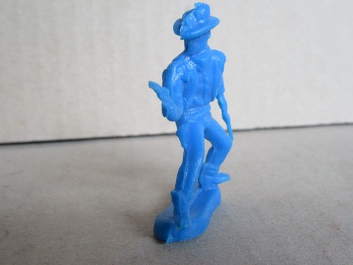 B726 Vintage 1970 Cowboy With Colt Blue Plastic Toy Figure H 4.8 Cm - Photo 2 sur 6