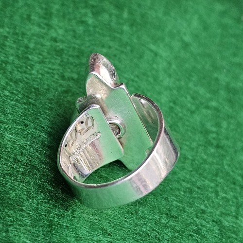 Navajo Native American Ronnie Willie Sterling Turquoise Adjustable Ring - Sz 8.5 - Picture 3 of 6