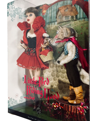 Neu Rotkäppchen mit Wolf Barbie Geschenkset Silver Label Puppe NRFB - Bild 2 von 11
