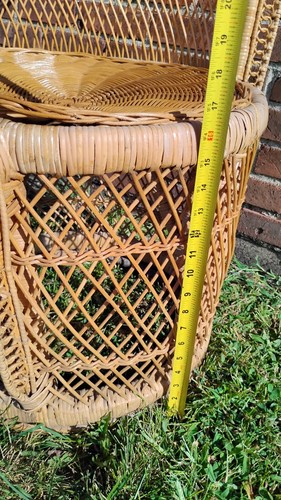60s Emmanuel Rattan Peacock Chair 53" Wicker Tiki Throne/Fan Boho Needs TLC - Picture 4 of 13