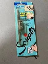 Vintage Scripto Erasable Ink Refill Blue Ink Medium Point with Erasers NOS
