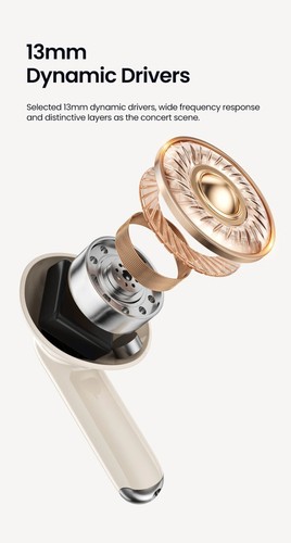 Toocki TWS Bluetooth 5.3 Słuchawki douszne Lekkie zestawy słuchawkowe 13mm Dyna - Zdjęcie 11 z 19