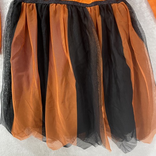 Cat & Jack Girls Halloween Sequin Tulle Dress L (10/12) Orange Black Pumpkin - Picture 5 of 12